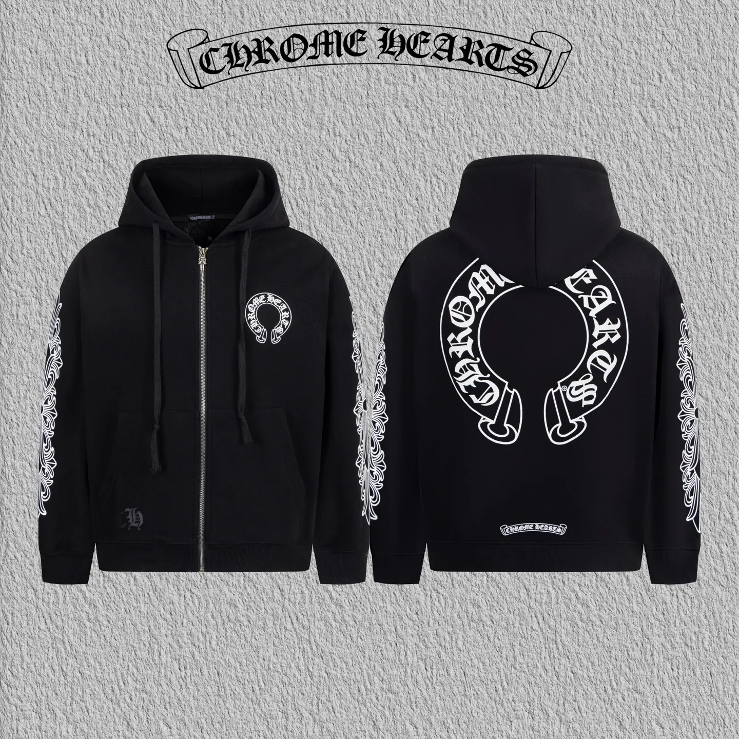 🅿️370 Style No. B47 Crow Heart Horseshoe Unicorn Arm Printed Drawstring Jacket The same classic jacket style at the counter Fabric: 420g double-strand double yarn pure cotton terry Technology: imported machine white ink direct-jet printing technology Accessories: complete three standards zp same style ➕moisture-proof paper Version: os loose version Same style for men and women Can wear up to 200 pounds Factory-made workmanship, all double-needle and double-thread hemming, smooth grade at the interface, 480g high gram weight, same dyeing thread in the same vat, to avoid color misalignment at the collar and hem, every detail is perfectly restored, the effect is directly full size: s m l xl colour: black, manual measurement error of 2cm-3cm is normal.